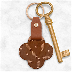 Pattern Design Seamless Fishbone Engraved Wood Key Chain by Tsamara