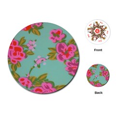 Mid Century Retro Floral 1970s 1960s Pattern 81 Playing Cards Single Design (round) by violetheavensky