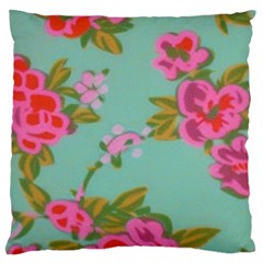 Mid Century Retro Floral 1970s 1960s Pattern 81 Large Cushion Case (two Sides) by violetheavensky