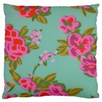 Mid Century Retro Floral 1970s 1960s Pattern 81 Large Premium Plush Fleece Cushion Case (One Side) Front