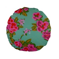 Mid Century Retro Floral 1970s 1960s Pattern 81 Standard 15  Premium Flano Round Cushions by violetheavensky
