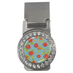 Mid Century Retro Floral 1970s 1960s Pattern 78 Money Clips (cz)  by violetheavensky