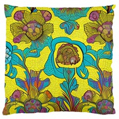 Mid Century Retro Floral 1970s 1960s Pattern 60 Large Premium Plush Fleece Cushion Case (one Side) by violetheavensky
