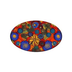 Mid Century Retro Floral 1970s 1960s Pattern 69 Sticker (oval) by violetheavensky