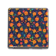Mid Century Retro Floral 1970s 1960s Pattern 61 Memory Card Reader (square 5 Slot) by violetheavensky