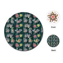 Mid Century Retro Floral 1970s 1960s Pattern 62 Playing Cards Single Design (round) by violetheavensky