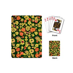 Mid Century Retro Floral 1970s 1960s Pattern 68 Playing Cards Single Design (mini) by violetheavensky