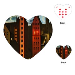 Sci-fi Futuristic Science Fiction City Neon Scene Artistic Technology Machine Fantasy Gothic Town Bu Playing Cards Single Design (heart) by Posterlux