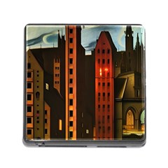 Sci-fi Futuristic Science Fiction City Neon Scene Artistic Technology Machine Fantasy Gothic Town Bu Memory Card Reader (square 5 Slot) by Posterlux