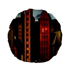 Sci-fi Futuristic Science Fiction City Neon Scene Artistic Technology Machine Fantasy Gothic Town Bu Standard 15  Premium Round Cushions by Posterlux