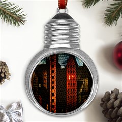 Sci-fi Futuristic Science Fiction City Neon Scene Artistic Technology Machine Fantasy Gothic Town Bu Metal Light Bulb Shape Ornament by Posterlux