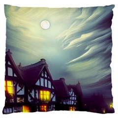 Village Moon Cloudy Historical Tudor Architecture Houses Town Night Windows City 16  Baby Flannel Cushion Case (two Sides) by Posterlux