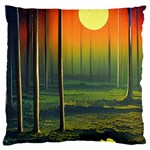 Outdoors Night Moon Full Moon Trees Setting Scene Forest Woods Light Moonlight Nature Wilderness Lan Standard Premium Plush Fleece Cushion Case (One Side) Front