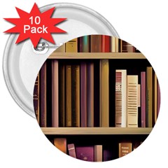 Books Bookshelves Office Fantasy Background Artwork Book Cover Apothecary Book Nook Literature Libra 3  Buttons (10 Pack)  by Posterlux