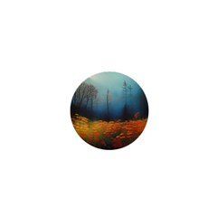 Wildflowers Field Outdoors Clouds Trees Cover Art Storm Mysterious Dream Landscape 1  Mini Magnets by Posterlux