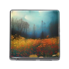Wildflowers Field Outdoors Clouds Trees Cover Art Storm Mysterious Dream Landscape Memory Card Reader (square 5 Slot) by Posterlux