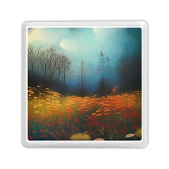 Wildflowers Field Outdoors Clouds Trees Cover Art Storm Mysterious Dream Landscape Memory Card Reader (square) by Posterlux