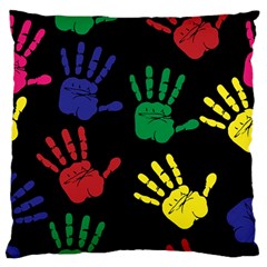 Handprints Hand Print Colourful Large Premium Plush Fleece Cushion Case (two Sides) by Anend